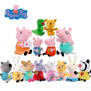 Peppa Pig Figure Plush Doll George 8 Friends Cartoon Model Anime Pig Dad Pig Mother Plush Toy For Childrens Birthday Gift
