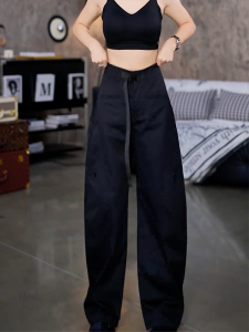 High Waist Thin Hanging Sensation Summer New Casual Pants Womens Knife Edge Hide Hip Meat Casual Pants Elegant Lightweight