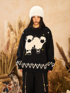 เสื้อสเวตเตอร์ขนแกะทอแบบมีฮู้ดแขนยาวทรงหลวมสำหรับฤดูใบไม้ร่วง ผ้าฝ้ายผสมโพลีเอสเตอร์และไนลอนสำหรับเยาวชน