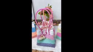 (FREE RAINBOW) Tanpa Furing Resleting Tas Cewek Jali Anyam Kekinian Premium Bahan Tebal Termurah Medium Size