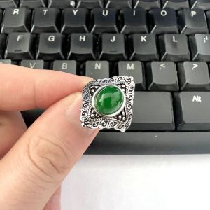 EchoBliss พระราชวังเนปาลสไตล์ย้อนยุคอัญมณีธรรมชาติ925แหวนเงิน