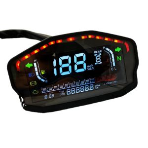 CZ5273 Universal LCD Motorcycle Gauge RPM Tachometer Speedometer Tachometer Digital Odometer Turn Signal Light Indicator Instrument For 24 Cylinder Motorcycle
