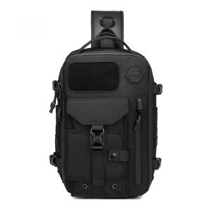 Ozuko Tactical Sports Chest Bag Mens Outdoor Multi-Functional Casual Crossbody Waterproof Oxford Cloth Leisure Chest Bag
