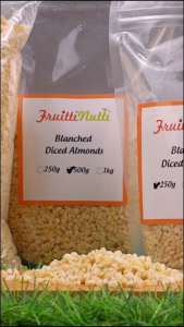 Fruitti Nutti Blanched Diced Almonds 250g - 1kg High-Protein Snack Heart-Healthy Fat Versatile For Recipes