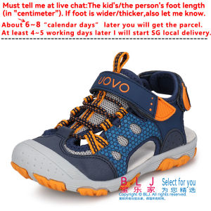 Boys Sports Sandals 24-34 Kids Girls Flexible 2 Velcros New Fashion Style Cool Mesh Textile Anti-Collision Toe-Closed Durable Casual Shoes Comfy Non-Slip Leisure Soft Kindergarten Primary School Students Preschoolers Cute Infants Children Beach Slippers