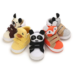 Baby Canvas Highcut Shoes Lovely Cartoon Animal Cute Soft Sole Anti slip First Walker Casual Boy Girls Christmas Gifts 0-1 Year Old