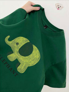 European Goods Plus Size Ladies Plus Size Pure Cotton Dark Green Short Sleeve T-Shirt