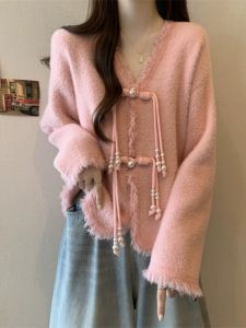 เสื้อสเวตเตอร์ถักแฟชั่นฤดูใบไม้ผลิและฤดูใบไม้ร่วงสำหรับผู้หญิง ดีไซน์กระชับสัดส่วน เสื้อคาร์ดิแกนถักแบบเปิดสำหรับผู้หญิงไซส์ใหญ่