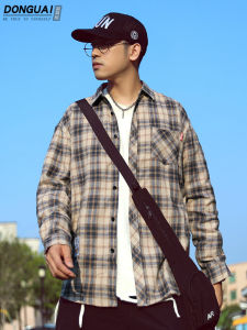 Brushed Plaid Shirt Mens Long Sleeves Spring and Autumn Trendy Work Clothes Shirt Autumn and Winter Inner Wear Men Casual Outwear