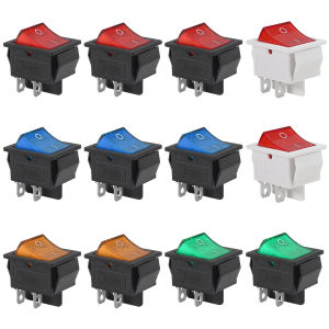 5PCS Heavy Duty KCD4 Rocker Switch ON Off DPST 4 Pin With Lighted Toggle DPST KCD4 Rocker Switch AC 10A/125V 6A/250V