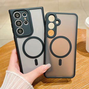 Magnetic Magsafe Wireless Charging Case For Samsung Galaxy S25 Edge S24 S23 S22 Ultra Plus S23 S24 FE Matte Clear Phone Cover