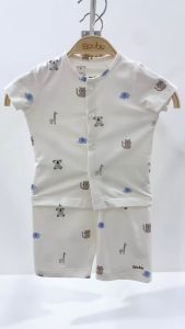 Bộ quần áo cộc tay cài thẳng họa tiết dễ thương cho trẻ sơ sinh và trẻ nhỏ vải Cotton organic thoáng mát - Size 0-24M