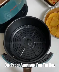 ถาดฟอยล์ 10ใบ/แพ็ค แบบใช้แล้วทิ้ง ถาดฟอยล์อลูมิเนียม สำหรับหม้อทอด/เตาอบ การอบทำอาหาร บาร์บีคิว แผ่นรองหม้อทอด ถ้วยฟอยล์