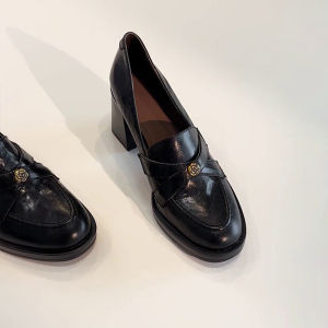 XIANNIWEI | Vintage Spring/Autumn Camellia Slip-On Commuter Shoes Black