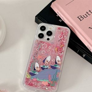17 Gold Sand Flowing Full Cover Soft Shell Case 16Pro Max 13Pro/11/12 Cartoon Style Protective Cover TPU Material
