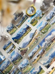 Đồ Thủ Công Thủ Công PET Ốp Lưng Dán Hình Ảnh Phong Cảnh Xinjiang Bộ Sưu Tập Hành Trình Của Alatai Dán Giấy Dán Tường