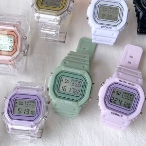 BI - Jam Tangan Digital Rubber Pria Wanita Segi 5600 Grosir Murah Karet Sport LED Couple JT031