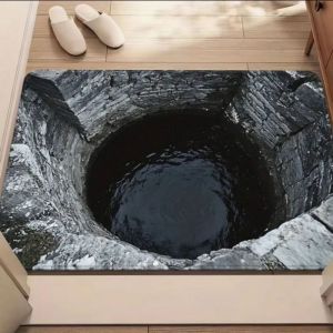 VIKAMA 3D Visual Illusion Mat Water-Absorbent Non-Slip Rug for Bathroom and Kitchen Entrance Door Mat Home Decoration
