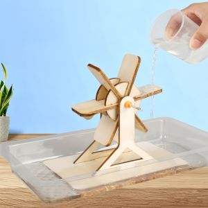 DIY Wooden Water Wheel Toy for Kids Creative Science Experiment Puzzle Educational Homemade Physics Toy