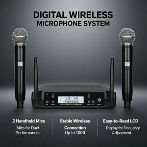 New GLXD4 Professional Wireless Microphone System Dual 58 Handheld Mic for Stage Performances UHF Dynamic 2 Channels 640~690Mhz