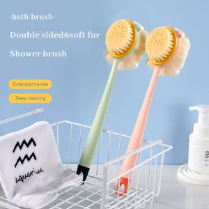Sponge Long Soft Hair Bath Brush Doubleside Rub Shower Brush Back Scrubber Exfoliating Tool bathroom accessories