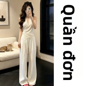 SUSIEYUAN | Bộ Áo Ngực Không Tay và Quần Dài Phong Cách Hàn Quốc Mùa Hè