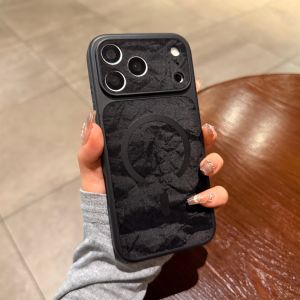 CHUANGYIWEI | Black Patterned Soft Touch Large Window Phone Case