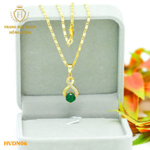 Dây Chuyền Nữ Vòng Cổ Nữ Mặt Số 8 Đính Đá (Màu Xanh) Titan Xi Mạ Vàng Thật 10k 18k 24k Cao Cấp (Không Bị Đen) - Trang Sức Hava Hong Kong Phong Cách Thời Trang
