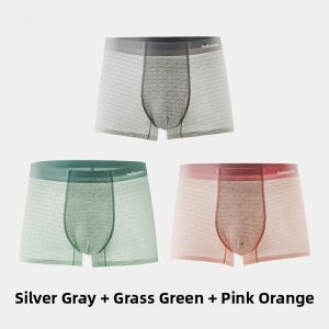 Miiow | Mens Ice Silk Seamless Summer Thin Boxer Shorts Pure Cotton Crotch Four Corner Briefs Anti-Bacterial Breathable Underwear