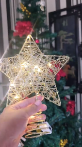 Christmas Tree Star Topper Glittering Tree Topper with LED Light Christmas Tree Topper