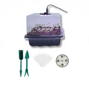 1/2/3-Pack 12/24/36-Cell Seed Germination Tray with 8 LED Grow Lights and Humidity Domes Indoor Plant Starter Set