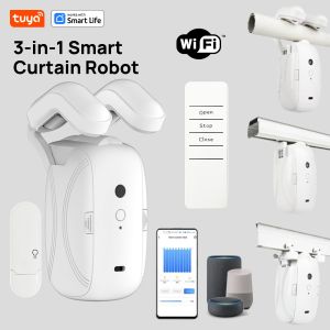 1PCS Tuya Smart WiFi Curtain Robot (1PCS with Hub) for Roman Rod Track - App Remote Control Alexa & Google Home Compatible
