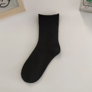 ถุงเท้าผู้หญิงคอตตอนสีขาว ถุงเท้าข้อสั้น ถุงเท้าฤดูใบไม้ผลิและฤดูใบไม้ร่วง ถุงเท้าข้อยาวบาง สีดำ ถุงเท้าผู้หญิง ชุดชั้นใน