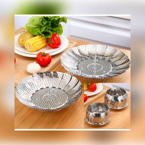 ตะแกรงนึ่งอาหาร ถาด สเตนเลส 430ไม่เป็นสนิม ถาดเอนกประสงค์พับได้ กางได้ นึ่งอาหารได้ CH0650 โปรดอ่านรายละเอียดก่อนซื้อค่ะ