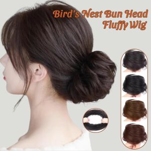 Birds Nest Bun Head Fluffy Wig Flower Bud Bun Woven Hair Artifact Womens Lazy Hair Accessories