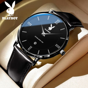 PLAYBOY Watch For Mens Original New style Luxury Calendar Waterproof Quartz Watches Casual Leather Strap Business Clock Jam Tangan Lelaki