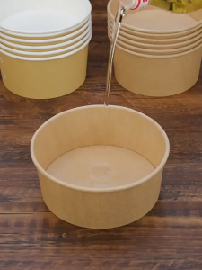 50Pcs Kraft Paper Bowl Food Bowls Round Disposable Salad Bowl With Lid Eco Friendly Microwave Safe Leak Proof Kraft Bowl Food Container 500/750/1000ML