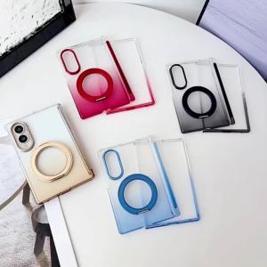 For Magsafe 360 Rotating Bracket Magnetic Case for Samsung Galaxy Z Fold8 Ultra ZFold7 Z Fold 6 5 Gradient Transparent PC Cover