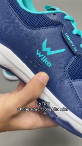 Giày bóng chuyền Giày cầu lông Wika Maru nam nữ chính hãng màu xanh ngọc tặng tất dệt kim khử mùi - Đế Eva chơi trên sân bê tông tốt