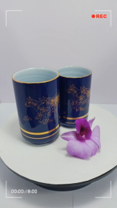 [ Woosilver ] Bộ Ly Gốm Sứ Secondhand – Họa Tiết Chó Vàng Trung Thành – BGS76