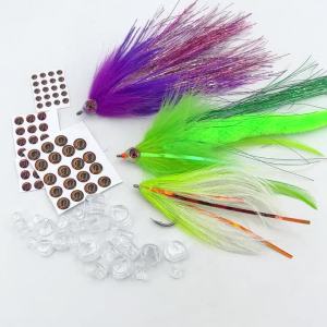 30PCS Fly Tying Fish Skull Fish Masks with 3D Eyes for Making Streamer Pike Bass Trout Lures Saltwater Fly Tying Material