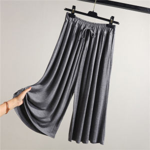 High Waist Modal Wide Leg Pants Womens Summer Thin Loose Straight Casual Trousers Drapey Nine Points Pants Commute Style