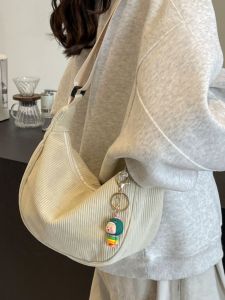 Corduroy Autumn Lunar November Tooth Casual Bag Messenger Bag Female New Arrival Easiest for Match Dumpling Bag Pure Color Light Travel Shoulder Bag