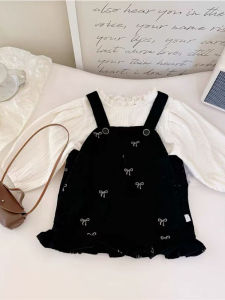 Elegant Lace Bow Strap Dress Set