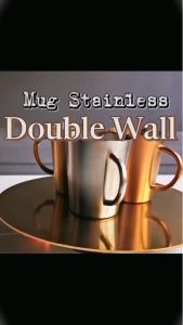 Mug Stainless Steel 304 Double Wall 300ml Tahan Panas dan Dingin Desain Minimalis Warna Elegan