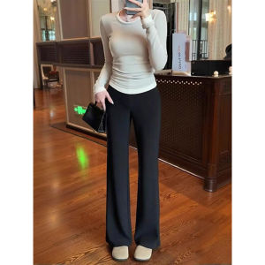 Elegant French Style High Waist Trousers Black