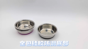 Dog Bowl Non-slip Design Stainless Steel Cat Bowl Pet Feeding Bowl with Anti-Slip Silicon Base