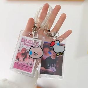 Cartoon Cute Transparent Acrylic Photo Card Holder 3 Inch Keychain Kpop Merchandise Card Holder Star Chaser Small Card Holder Bus Card
