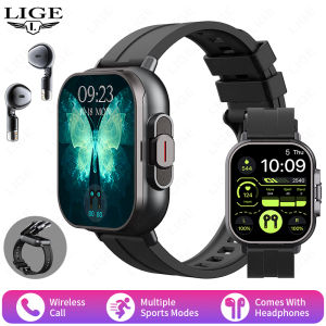 LIGE | LIGE NEW Smart Watch NFC TWS 2-in-1 Headset Bluetooth Call Heart Rate Blood Pressure Health Monitoring Headphones Smartwatch