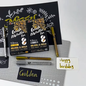 Spidol Permanen Metallic Marker Pen Waterproof 10mm High Gloss Metal Craft Pen - GN-12 - GuangNa - Golden Silver - Stationery Pena Tinta